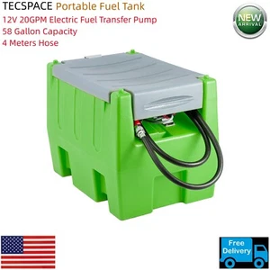Ginkman Green 58 Gallon Gasoline Tank with 12V Electric Fuel Transfer Pump - Picture 1 of 8