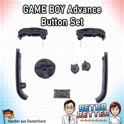 RETRORESCUE 🔴🔵 Buttons für GAME BOY Advance GBA in schwarz + 2x Seite - Ersatz Tasten