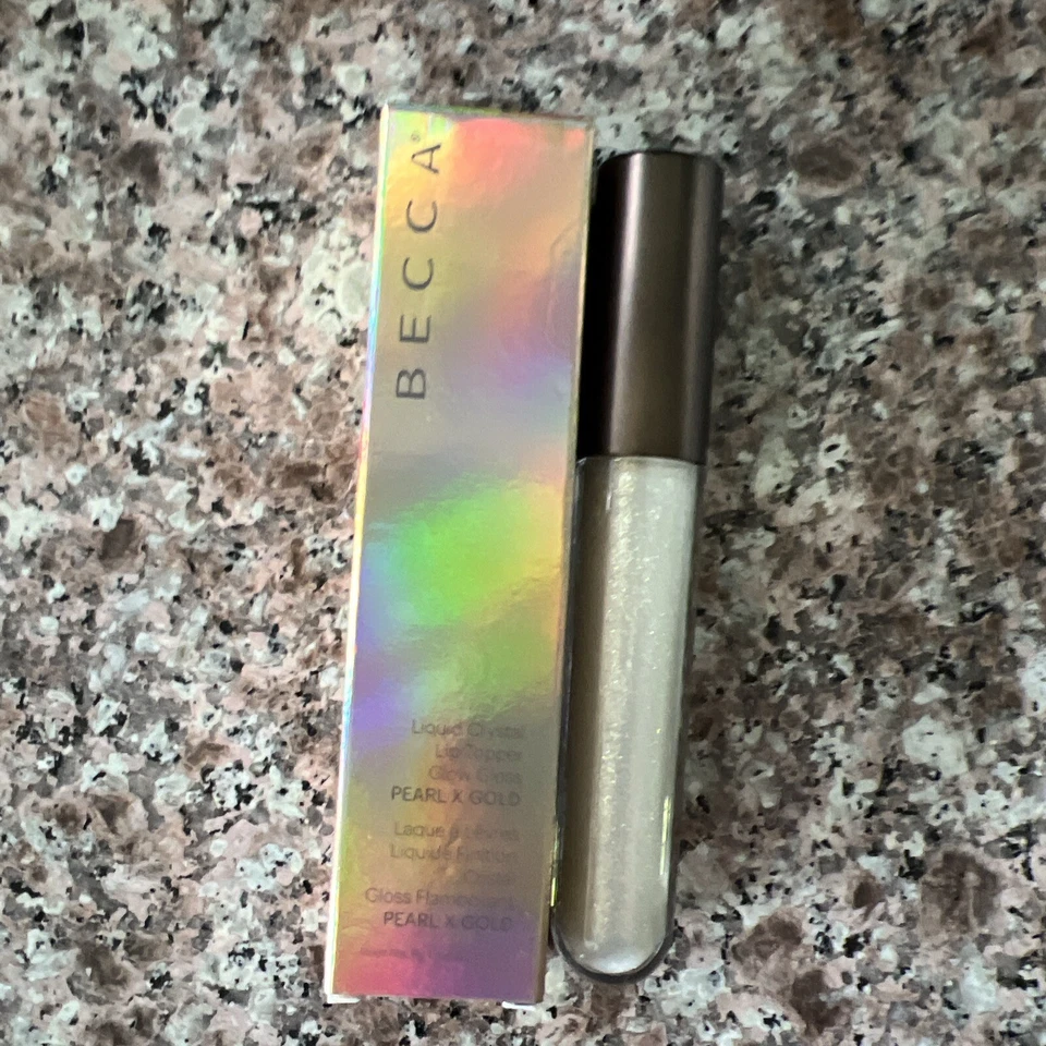 Becca 液体水晶发光唇膏发光光泽正装梨 X 金色 全新带盒 — 第 1/1 张图片