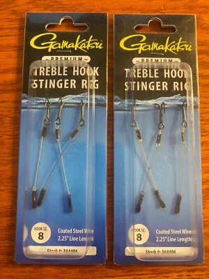 2- NEW Gamakatsu Treble Hook Stinger Rigs-3-Rigs per pack - 364406-#8 - Image 1 of 4