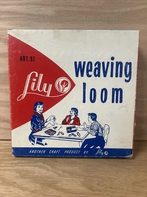 Telar de tejido de metal negro vintage Lily Mills Co con caja original modelo 92 Foto 1 de 2