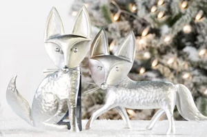 1x Casablanca Figur Fuchs Dekofigur Metall silber Weihnachtsdeko Polarfuchs Neu - Bild 1 von 1