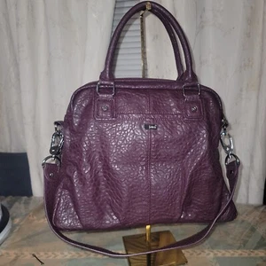 Jewell Faux Leather Plum Satchel Handbag Shoulder Handbag - read description  - Picture 1 of 19