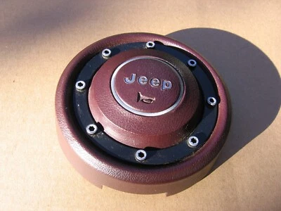 👉84-96 JEEP CHEROKEE XJ YJ WRANGER 3 SPOKE STEERING WHEEL HORN BUTTON MAROON - Image 1 of 4