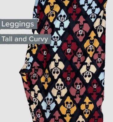 NWT LuLaRoe Disney TC CLASSIC MICKEY Red Yellow Cream Blue DIAMOND Leggings - Image 1 of 2
