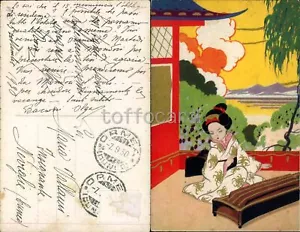 GEISHA JAPÓN-LIBERTY ART NOUVEAU-PINTADO A MANO-C16-141 - Imagen 1 de 1