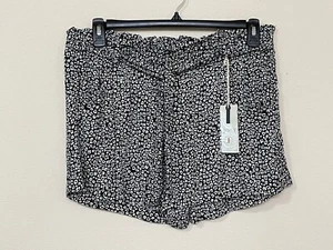 Jolt Women’s Black & White Floral Print Elastic Waist Soft Chambray Shorts s XL - Picture 1 of 11