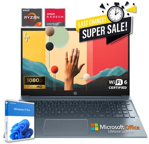 HP 15,6" Laptop 8-Core AMD Ryzen 7 32GB RAM & 1TB SSD, Office 2024 Pro, Open Box - Bild 1 von 9