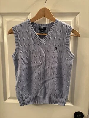Chaleco Polo Ralph Lauren Azul Claro Cable Niños Talla Med Foto 1 de 4