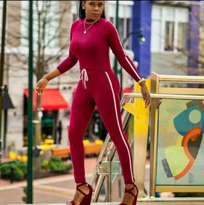 Women Lounge Wear set Large Tracksuit Long Sleeve crop Top leggings pant comfy 2 - Picture 1 of 10