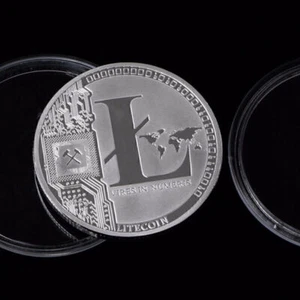 Litecoin Kryptowährung Gedenkmünze Sammlerwährung LTC versilbert - Bild 1 von 4