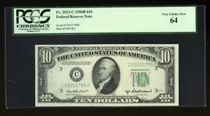 DBR 1950-B $10 Philadelphia Fr. 2012-C PCGS 64 Serial C55911795B - Picture 1 of 2