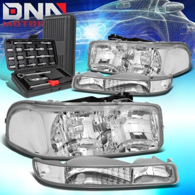 PARA SIERRA YUKON XL 1999-2007 CROMO TRANSPARENTE FAROS ESQUINEROS PARACHOQUES LÁMPARAS+HERRAMIENTAS Foto 1 de 4