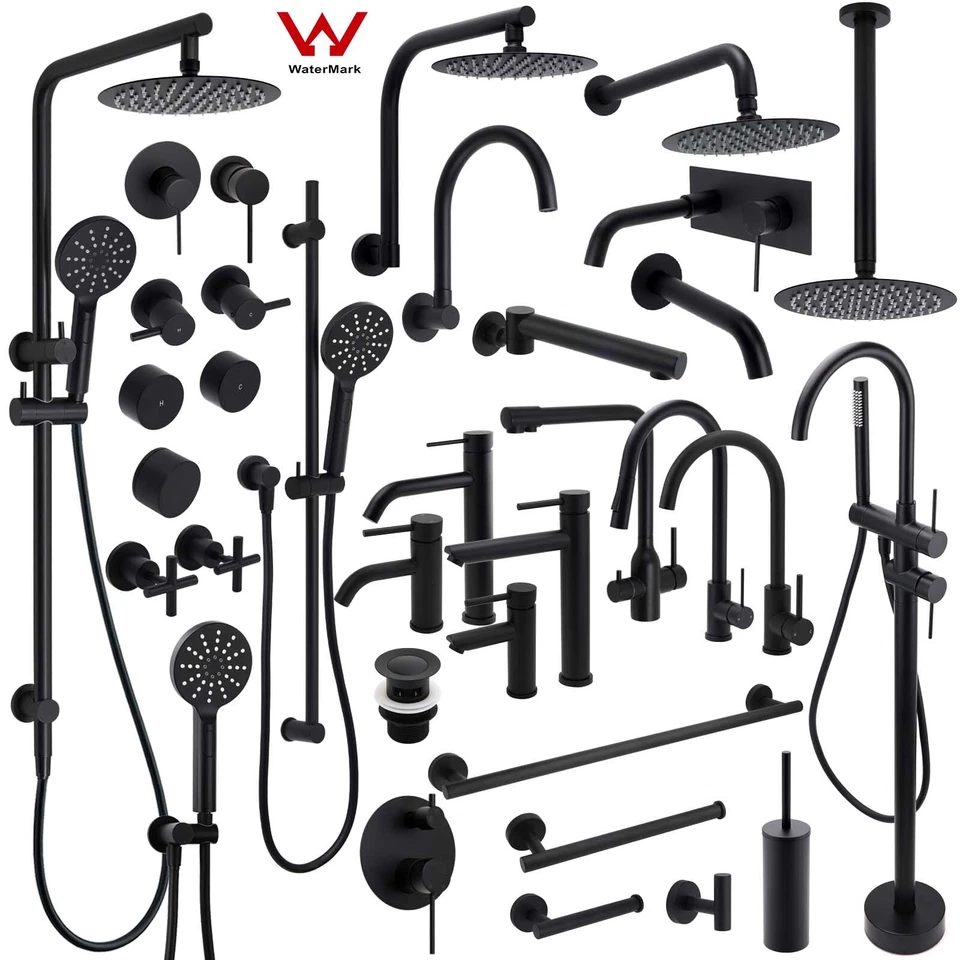 Matte Black Round Kitchen Mixer Spout Basin Faucet Shower Head Wall Rail Arm Set - image 1 of 1