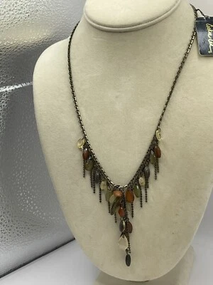 古董黄铜全新带标签饼干李多色条纹项链  — 第 1/4 张图片