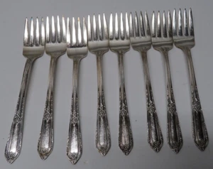 Tenedores de ensalada/postre cubiertos de plata Rogers Cotillion 1937 de colección 8 piezas Wm 6-3/8 - Imagen 1 de 4