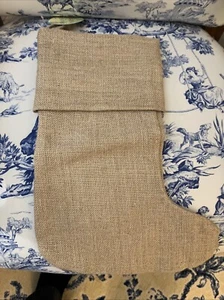 100% Natural Burlap Jute Holiday Christmas Stocking 16 inch - Picture 1 of 9