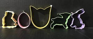 Easter Cookie Cutters Set Of 5 Celebrate It Egg Bunny Lamb Chick Tulip New 🌷🐇 - Picture 1 of 2