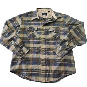 Vintage Sears Flanellhemd Herren Extra Large XL 17 blau kariert Langarm Grunge - Bild 1 von 8