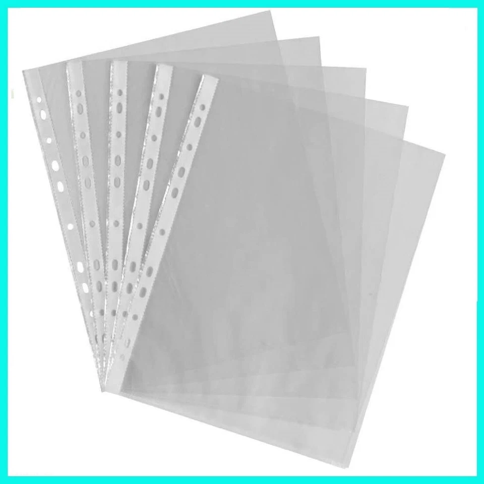 100 x BUSTE PLASTIFICATE A4 PER RACCOGLITORE AD ANELLI TRASPARENTI IN PLASTICA - Immagine 1 di 2