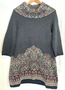 Maglione tunica Anthropologie Moth Imperial Garden collo cappuccio, blu, taglia small - Foto 1 di 9
