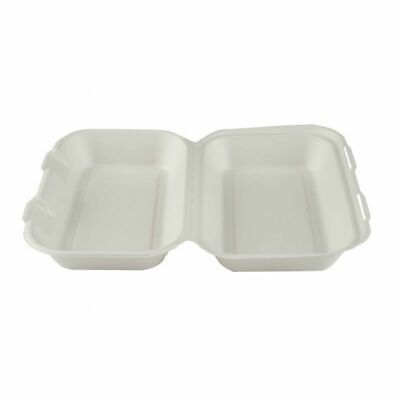 Compostable And Biodegradable Bagasse Clamshell Takeaway 9 X6  Food Box • 8.50£