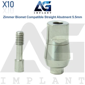10 Zimmer Bi0met® Compatible Hex-Lock Straight Abutment Ø4.5mm Hexagon 2.5mm - Picture 1 of 5