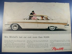 1957 Plymouth Belvedere Hardtop mid-size-mag car ad -"Mrs Mitchell's last car.." - Picture 1 of 1