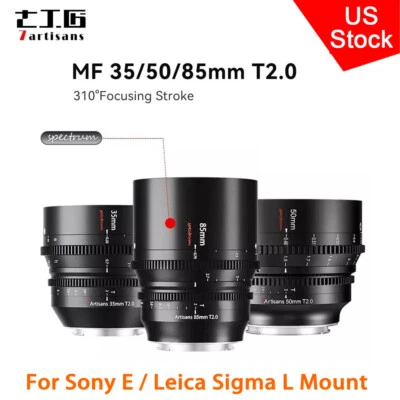 US 7artisans 35mm/50mm/85mm T2.0 Cine Lens Full Frame Lens For Sony E Leica L - Image 1 of 4