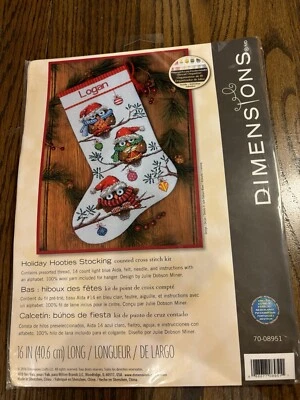 Dimensions Cross Stitch Stocking Owl Holiday Hooties 70-08951 NIP Sealed - Image 1 of 4