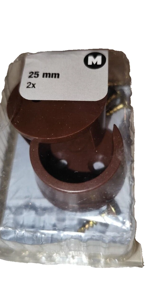 Schrankrohrlager für runde Schrankrohre 25 mm Kunststoff braun 2 stück - Bild 1 von 1