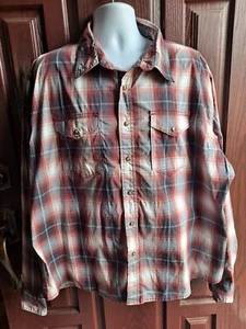 Wrangler Men's 3xl Snap Button Down Plaid Dress Shirt. Red/navy - Picture 1 of 7