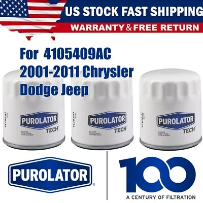 For 2001-2011 Chrysler Dodge Jeep MO-409 3 Purolator Engine Oil Filter 4105409AC Foto 1 de 4