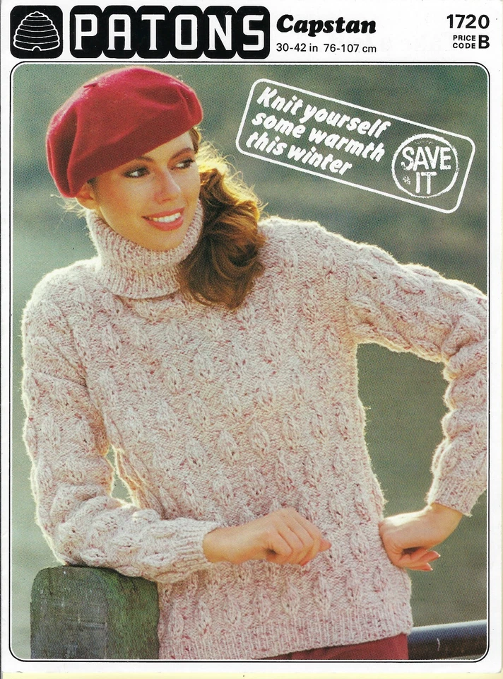 PATONS JUMPER / SWEATER KNITING PATTERN   30" to 42"  76 - 107 cm ARAN KNITTING - Image 1 of 1