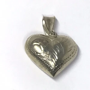 Vintage echt 925 geätzt Sterling Silber Puff Herz Anhänger - Bild 1 von 4