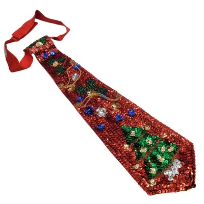 Vintage Wang's Sequin & Bead Silk Novelty Funny "Ugly" Christmas Tie 100% Silk - Image 1 of 4