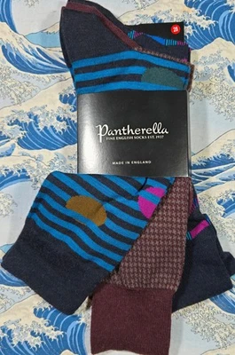Pantherella Men's English Wool Socks 3-Pack Mixed Patterned UK 6-7 EU 39-40 £54 - Image 1 of 4