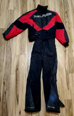 Polaris Snowmobile Suit Large Jacket -Medium Bibs 1970s Black & Red - USA - Image 1 of 4