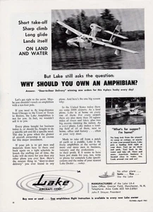 1961 Lake Amphibian Aircraft Ad 7/22/2025c - Picture 1 of 1