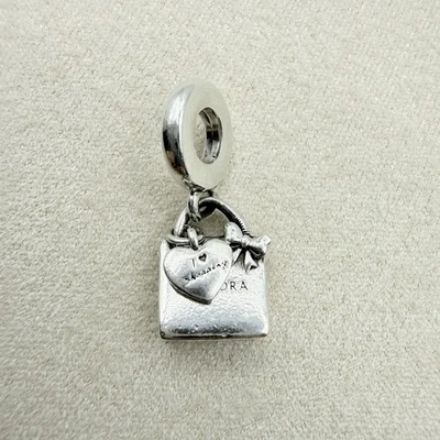 Sacola de compras Pandora pingente berloque de contas prata esterlina ícone nacional - Imagem 1 de 4