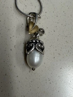 Barbara Bixby 珍珠叶吊坠项链 925 纯银 18K — 第 1/4 张图片