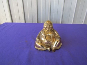 Brass Buddha Statuette Cast Laughing Buddha Figurine Vintage - Bild 1 von 7