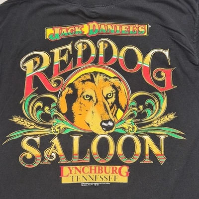 Vintage Jack Daniels Shirt Black 90s USA Red Dog Saloon Biker Advertising Sz L  - Image 1 of 4