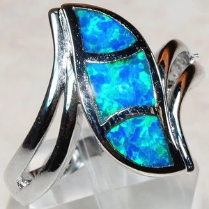 Anillo de plata esterlina maciza 925 con incrustaciones de ópalo australiano talla 6 BP727 - Imagen 1 de 2
