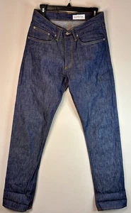 Gustin Raw Blue Denim Selvedge Jeans California Straight Button Fly #173 32 x 34 - Picture 1 of 12