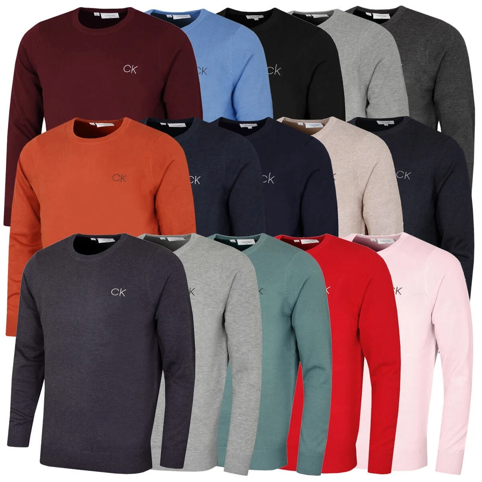 Calvin Klein Mens 2025 Round Neck Tour Durable Soft Golf Sweater 38% OFF RRP - Image 1 of 1