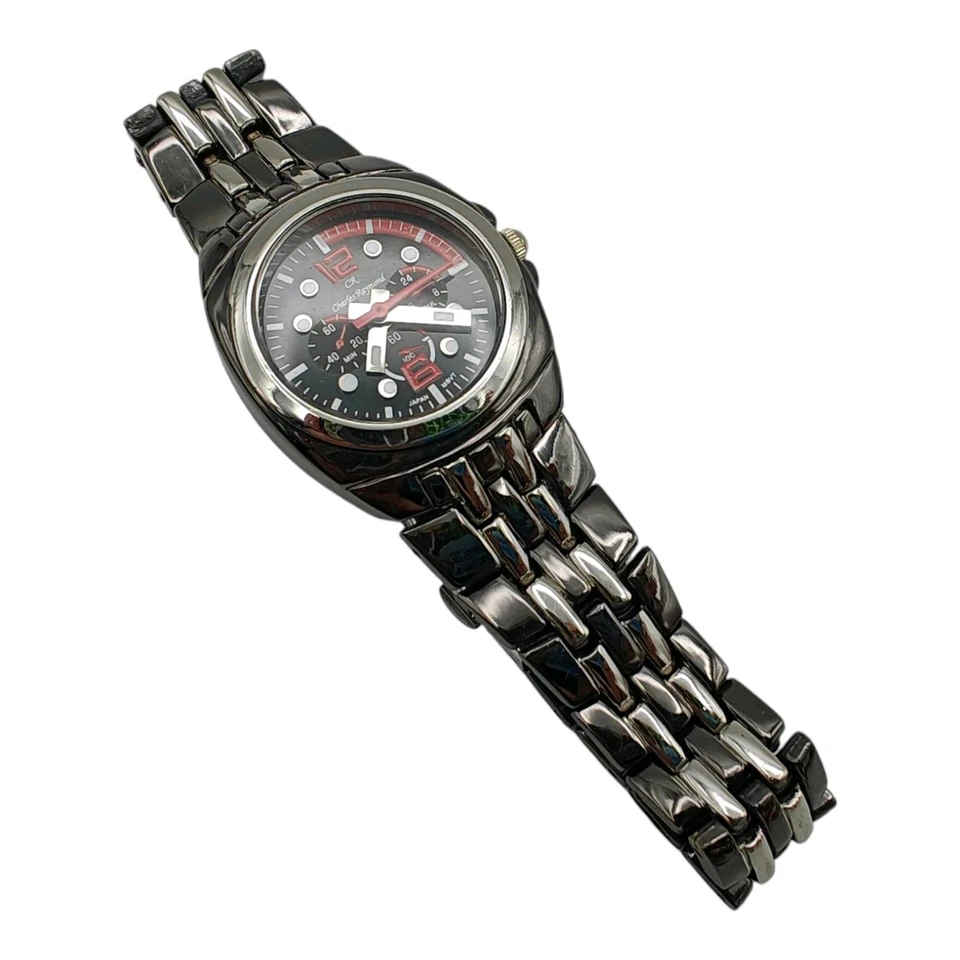 Reloj Charles Raymond Damas Tono Plateado con Cara Negra NO PROBADO Foto 1 de 4