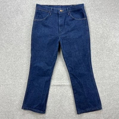 Wrangler Jeans Mens 36x27* Blue Denim Pants Western Cowboy Rodeo Rigid Work - Image 1 of 4
