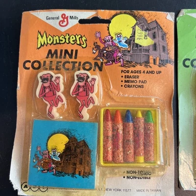 VTG General Mills Monsters Mini Collection NOS Eraser Pad Crayons Count Chocula - Image 1 of 4