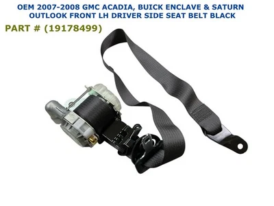 2007-2008 GMC Acadia front left side seat belt BLACK 19178499 - Image 1 of 4